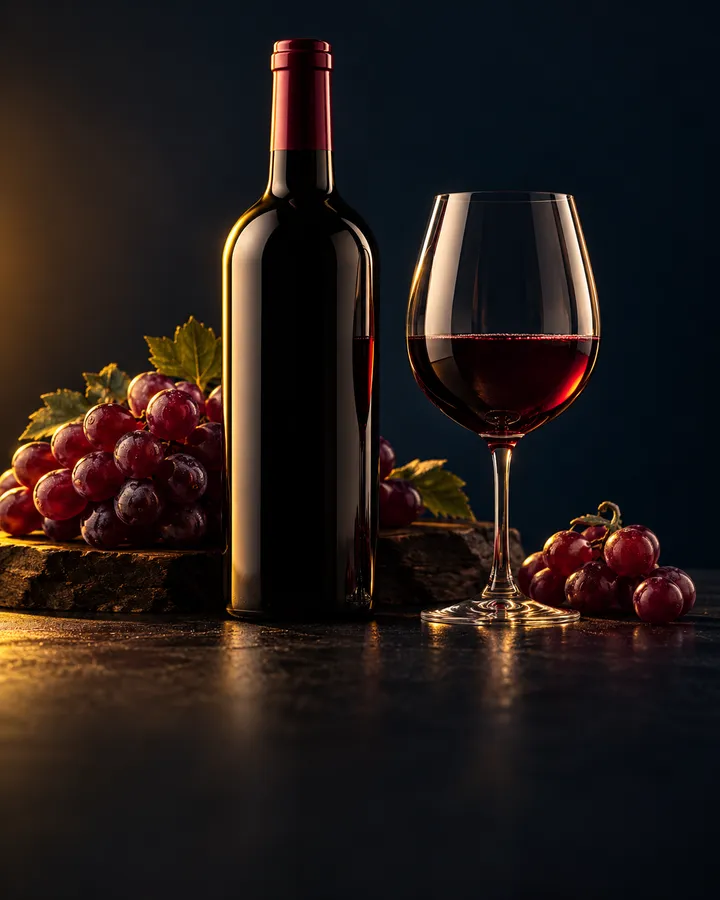 Red wine bottle and a glass of wine